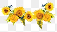 Sunflower divider png sticker, famous artwork remixed by rawpixel, transparent background