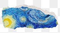 Starry Night png sticker, ripped paper, famous painting remixed by rawpixel, transparent background