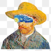 Van Gogh png sticker, self-portrait remixed by rawpixel, transparent background