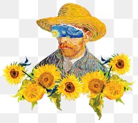 Van Gogh png sticker, self-portrait remixed by rawpixel, transparent background