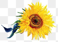Sunflower png sticker, Van Gogh's painting remixed by rawpixel, transparent background