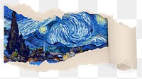 Starry Night png sticker, torn paper, famous painting remixed by rawpixel, transparent background