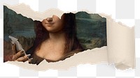 Mona Lisa png sticker, ripped paper remixed by rawpixel, transparent background