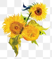 Sunflower png sticker, Van Gogh's painting remixed by rawpixel, transparent background