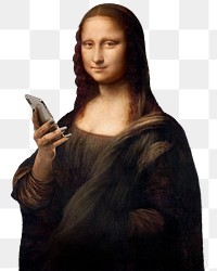 Png Mona Lisa using phone sticker, Da Vinci's famous artwork remixed by rawpixel, transparent background