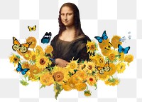 Png Mona Lisa sunflower sticker, famous painting remixed by rawpixel, transparent background