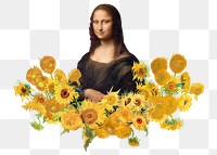 Png Mona Lisa sunflower sticker, famous painting remixed by rawpixel, transparent background