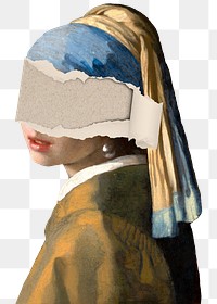 Png Girl with pearl earring sticker, Johannes Vermeer's artwork remixed by rawpixel, transparent background