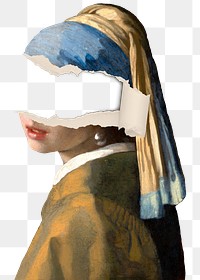 Png Girl with pearl earring sticker, Johannes Vermeer's artwork remixed by rawpixel, transparent background
