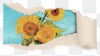 Sunflower png sticker, ripped paper  remixed by rawpixel, transparent background