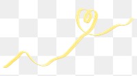 Png yellow heart squiggle sticker,  transparent background