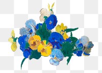 Blue flowers png sticker,  transparent background