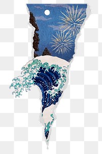 Png Great Wave off Kanagawa sticker, Hokusai's artwork remixed by rawpixel, transparent background