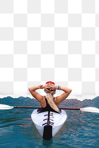 Kayaking png border,  transparent background