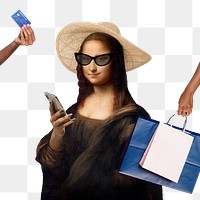 Png Mona Lisa shopping sticker, Da Vinci's painting remixed by rawpixel, transparent background