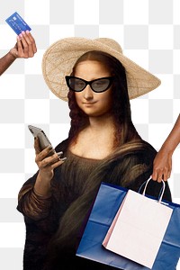 Png Mona Lisa shopping sticker, Da Vinci's painting remixed by rawpixel, transparent background