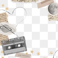 Tape cassette png frame, vintage design transparent background