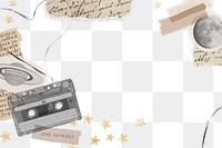 Tape cassette png frame, vintage design transparent background