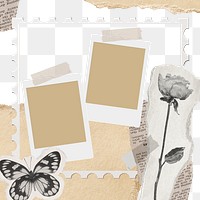 Instant photo png frame, collage art design transparent background