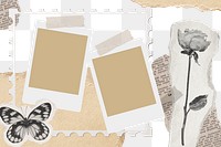 Instant photo png frame, collage art design transparent background