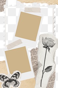 Instant photo png frame, collage art design transparent background