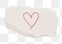 Heart png sticker, ripped paper transparent background