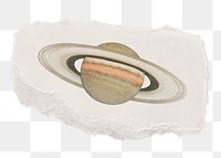 Saturn png sticker, ripped paper transparent background