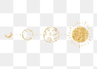 Gold planet png sticker, glitter  transparent background