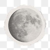 Moon png sticker, ripped paper transparent background
