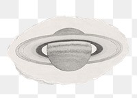 Saturn png sticker, torn paper transparent background