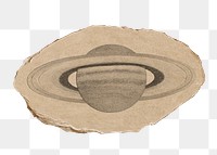 Saturn png sticker, torn paper transparent background