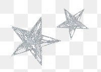 Silver star png sticker, transparent background