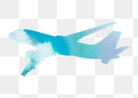 Png gradient blue plane sticker, transparent background