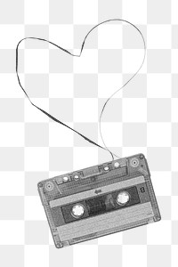 Tape cassette png sticker, love design transparent background