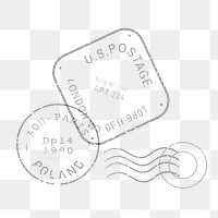 Postage stamp png sticker, Ephemera transparent background