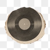 Vinyl record png sticker, ripped paper transparent background