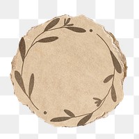 Leaf circle png frame sticker, ripped paper transparent background