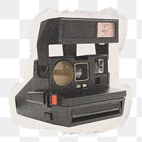 Film camera png sticker, torn paper transparent background