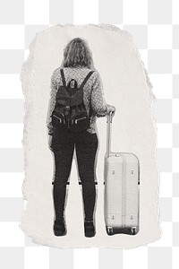 Traveler png sicker, ripped paper design transparent background