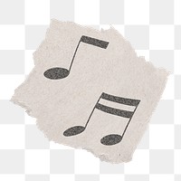 Musical notes png sticker, ripped paper transparent background