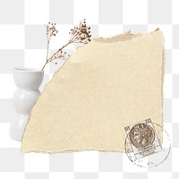 Png ripped paper piece sticker, stationery transparent background