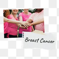 Breast cancer png mood board sticker, health concept on transparent background