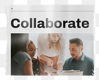 Business collaboration png, teamwork newspaper collage element, transparent background