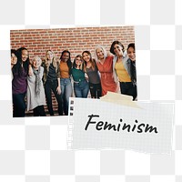 Feminism png paper collages, women empowerment concept on transparent background