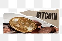 Bitcoin cryptocurrency png sticker, ripped paper craft on transparent background