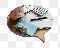 Home loan png speech bubble sticker, finance concept on transparent background