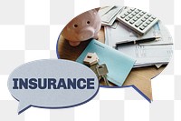 Insurance png speech bubble sticker, finance image on transparent background