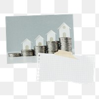 Mortgage savings png paper collage, finance, real estate concept on transparent background