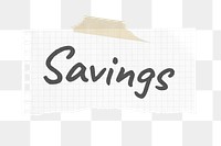 Savings png ripped paper sticker, typography image, transparent background