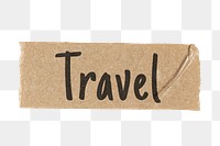 Png travel washi tape, paper craft, aesthetic journal collage element on transparent background